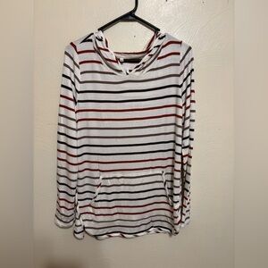 Market & Spruce Striped Hoodie Pullover Rayon Stretch Size